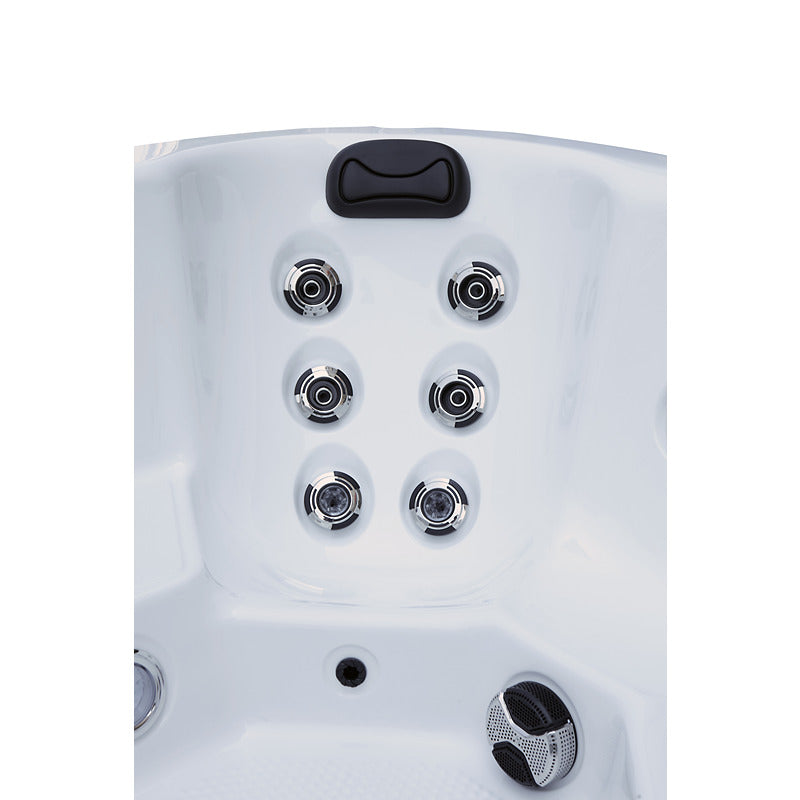 Back massage seat with eight hydrojets and headrest - targeted deep relaxation in the Reims Outdoor-Hot tub.
